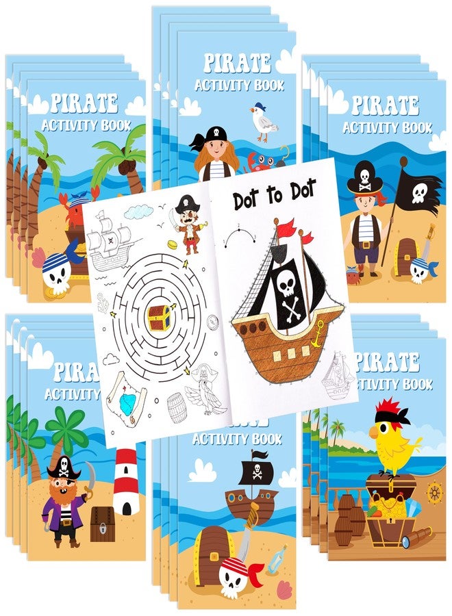 JAPBOR Pirate Activity Coloring Books - 24PCS Mini Pirates Activities Colouring Book Bulk for Kid Party Favor, Summer Nautical Theme Drawing Booklet Goodie Bag Filler, Birthday Class Painting Game - Image 1